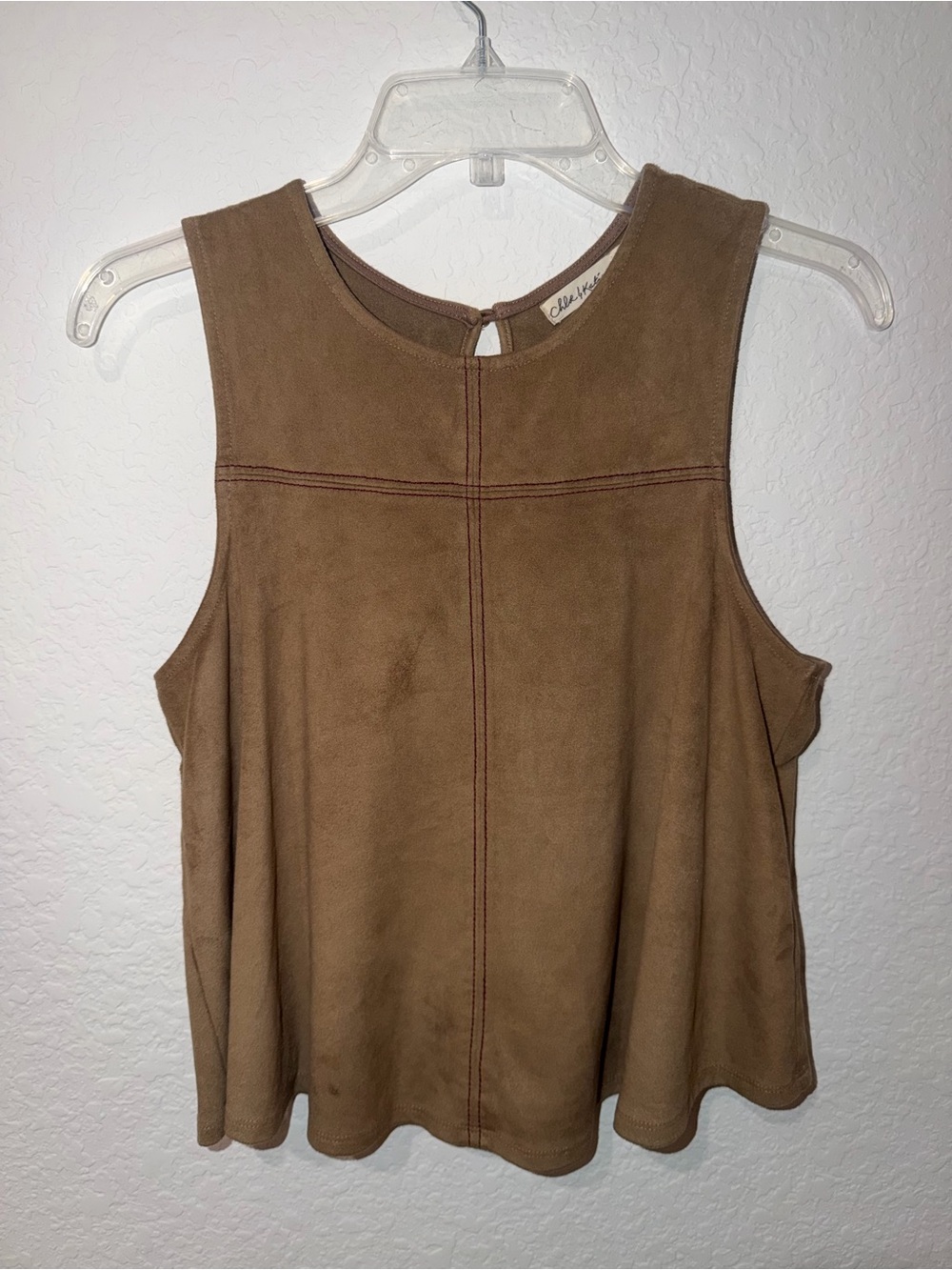 Chloe & Katie Brown Sleeveless Suede-Look Tank